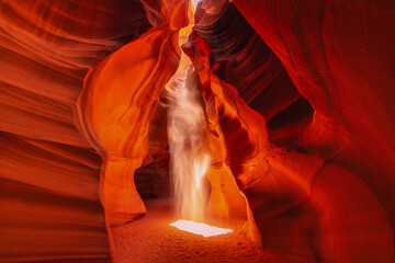 Magical Antelope Canyon Sun beam - Travel and Art concept