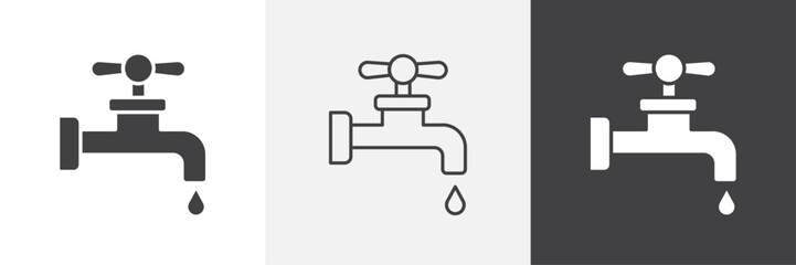 Faucet drip icons in Thin line black color. flat simple vector symbols illustration.