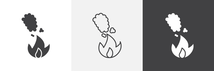Fire smoke icons in Thin line black color. flat simple vector symbols illustration.