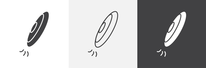 Flying disc icons in Thin line black color. flat simple vector symbols illustration.