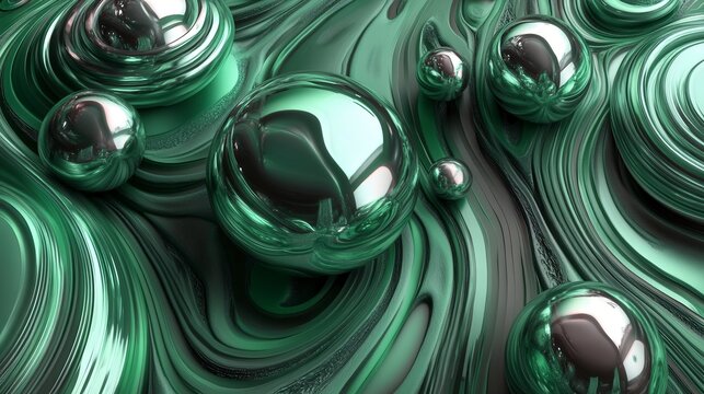 Emerald Green Abstract Forms: A Stunning Digital Art Piece