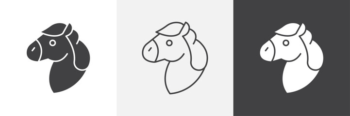 Horse icons in Thin line black color. flat simple vector symbols illustration.