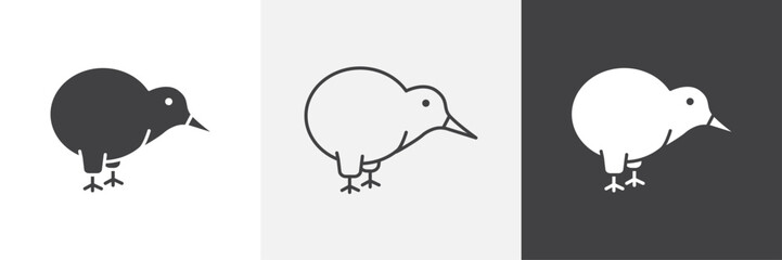 Kiwi bird icons in Thin line black color. flat simple vector symbols illustration.