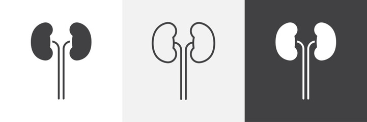 Kidneys icons in Thin line black color. flat simple vector symbols illustration.