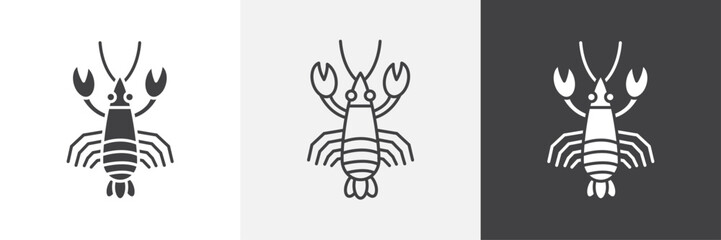 Lobster icons in Thin line black color. flat simple vector symbols illustration.