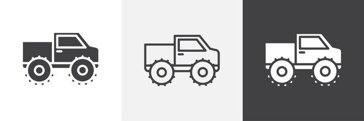 Monster truck icons in Thin line black color. flat simple vector symbols illustration. © Creatives