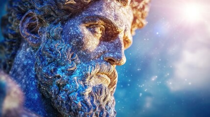 Renaissance marble statue of Uranus, god of the sky and heavens in Greek and Roman mythology
