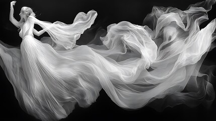 Fototapeta premium Graceful woman in flowing white dress.