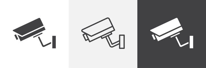 Security Camera icons in Thin line black color. flat simple vector symbols illustration.