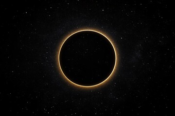 A solar eclipse in outer space against a starry backdrop