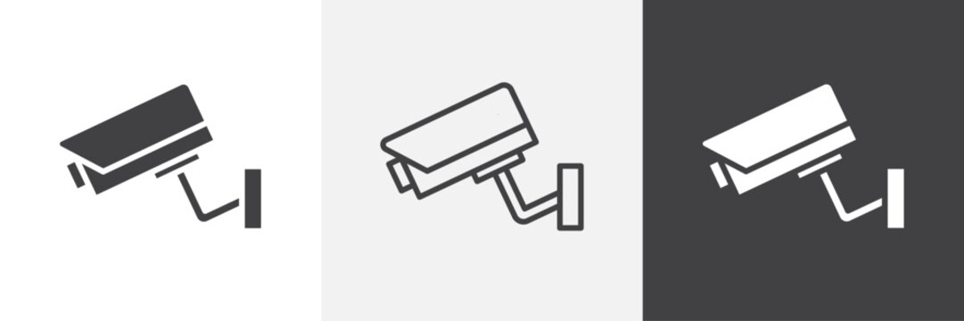 Security Camera icons in Thin line black color. flat simple vector symbols illustration.