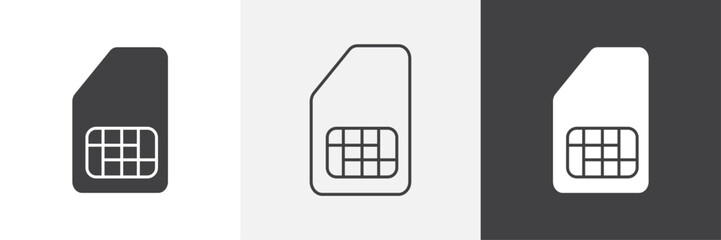 Sim card icons in Thin line black color. flat simple vector symbols illustration.