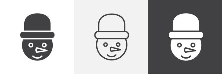 Snowman head icons in Thin line black color. flat simple vector symbols illustration.