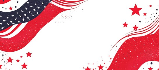 American Flag Themed Decorative Design With Red And Blue Stars