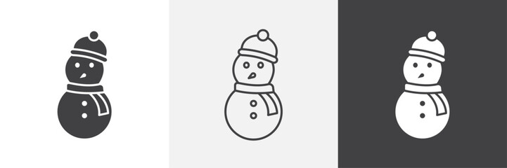 Snowman icons in Thin line black color. flat simple vector symbols illustration.