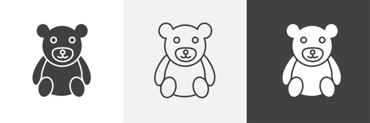 Teddy bear icons in Thin line black color. flat simple vector symbols illustration.