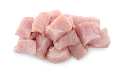 Pieces of raw turkey meat isolated on white