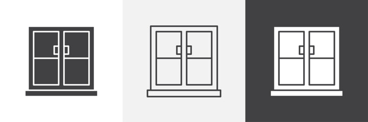 Window icons in Thin line black color. flat simple vector symbols illustration.