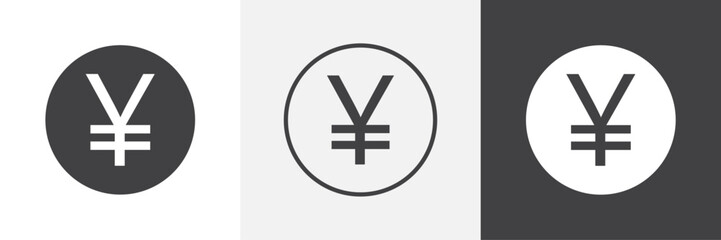 Yen icons in Thin line black color. flat simple vector symbols illustration.