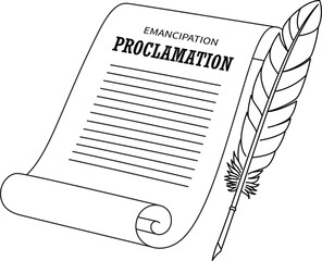 Emancipation Proclamation and Feather Pen, Juneteenth Coloring Page for Kids