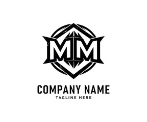 Obraz premium MM Monogram logo Design. MM logo Design Bold, Black, Geometric, Initials, Brand, Company, Badge, Style, Vector