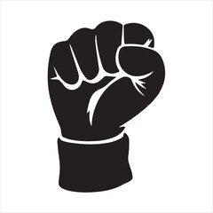 Silhouette of a raised fist, representing power and protest
