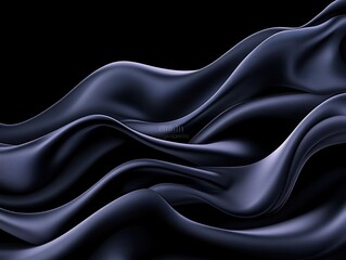 Obraz premium Flowing black fabric waves creating a smooth, elegant texture on a dark background