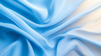 Obraz premium Light blue and white silk fabric with soft folds