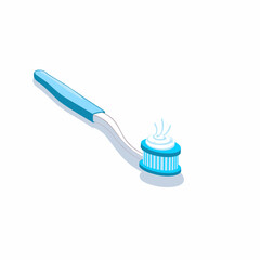 Toothbrush with toothpaste on white background, dental hygiene concept