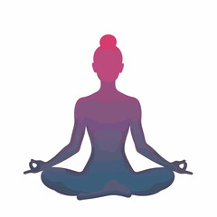 Serene meditation silhouette on white background, mindfulness practice
