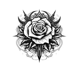 Tattoo Vorlage Rose schwarz-weiss
