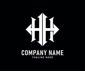 HH Monogram logo Design. Modern Monogram HH logo Design, Company Branding, White, Black, Geometric, Arrow, Elegant, Vector