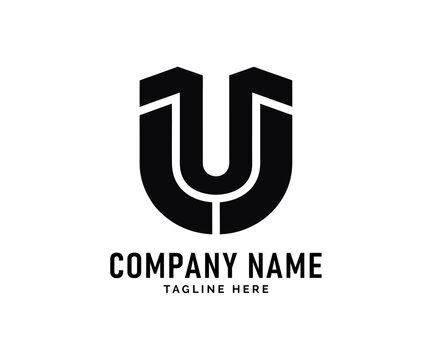 UU Monogram logo Design. Modern Bold Black U Letter logo Design for Company, Vector
