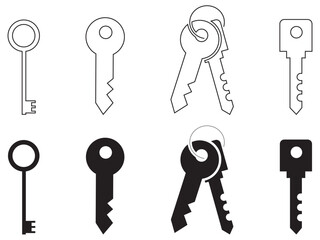 Key icon set. editable stroke