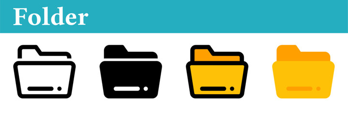Folder icon on white background. Folder symbol. Line, glyph, colored outline, flat icon style. For web and mobile design.
