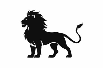 Lion King face logo silhouette black vector