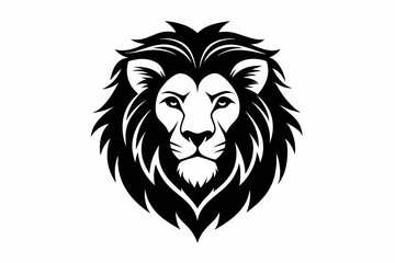 Lion King face logo silhouette black vector