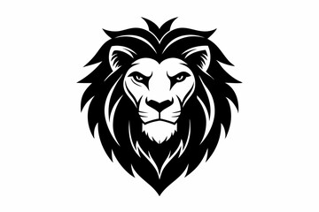 Lion King face logo silhouette black vector