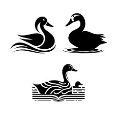 Elegant Duck Silhouette Set | Waterfowl Vector | Minimalist Wildlife Art