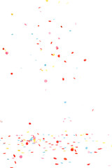 festive falling and flying colorful paper confetti on transparent background	
