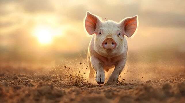 Warm and Radiant Duroc Pig Bathing in Sunlight on Countryside Farm Reddish Brown Coat Glowing Beautifully in Natural Light Peaceful and Serene Pastoral Scene