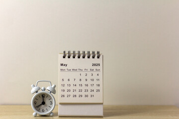 Hello May, desk calendar for planning May 2025.