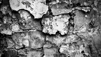 Obraz premium Detailed Textured Surface of Cracked Wall in Monochrome Tone
