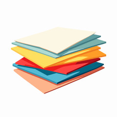 Colorful paper stack on white background, creative concept