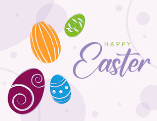 Easter Logo with Colorful Eggs and Modern Background