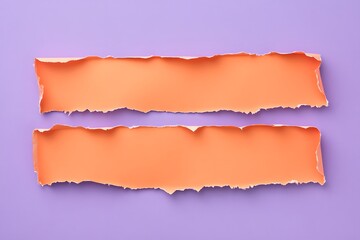 Torn Peach Paper on Purple Background Two Strips