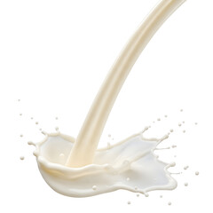 A splash of milk pouring down, isolated on a transparent background.