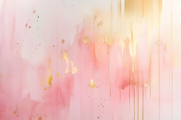 Fototapeta premium Soft pastel pink and pale gold watercolor washes with light streaks