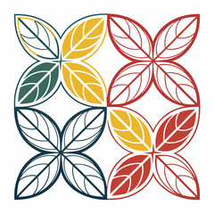 Fototapeta premium Geometric leaf patterns with modern color palettes