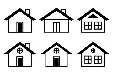 house icon set line art silhouette vector illustration